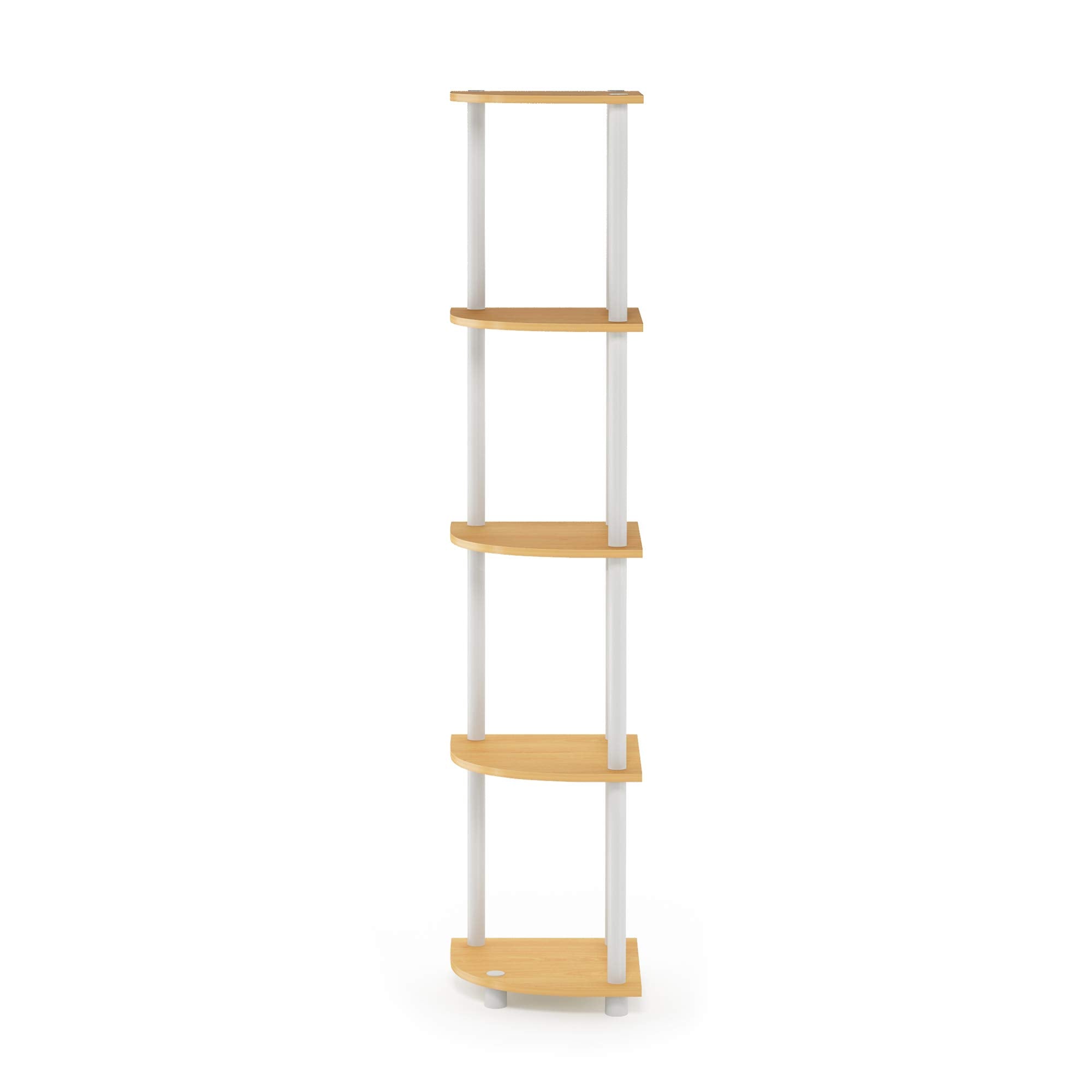Furinno corner shelf beech finish texture highlighting neutral aesthetic