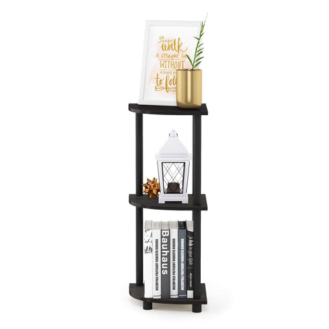 Furinno shelf styled in living room offering organized display benefit