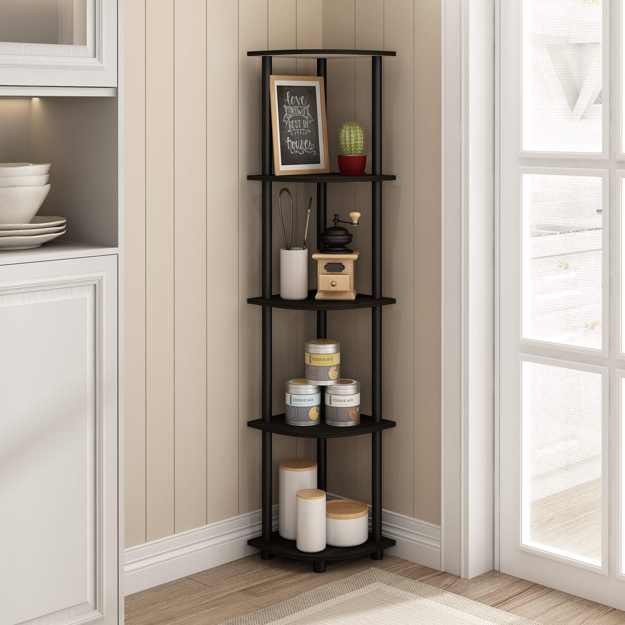 Furinno side profile illustrating compact depth and corner fit benefit