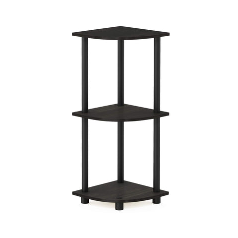 Furinno shelf next to sofa showing scale and small-footprint benefit