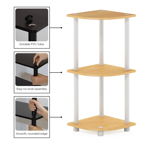 Furinno shelf with books for scale showing vertical storage maximizing space benefit