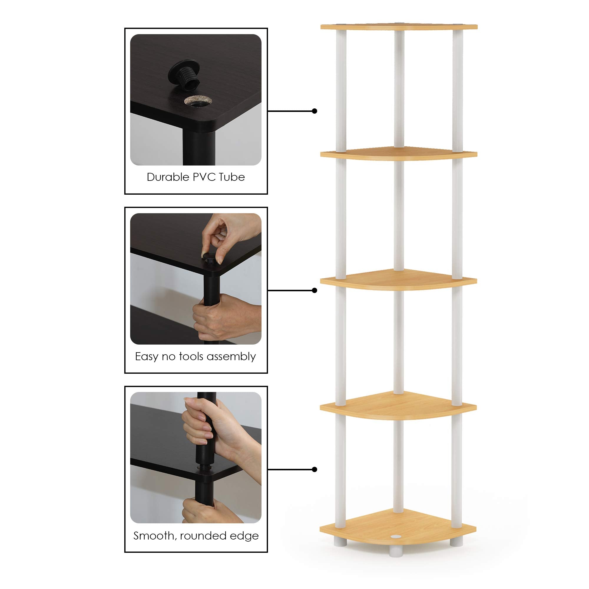 Furinno corner shelf wall anchor kit pictured for added stability