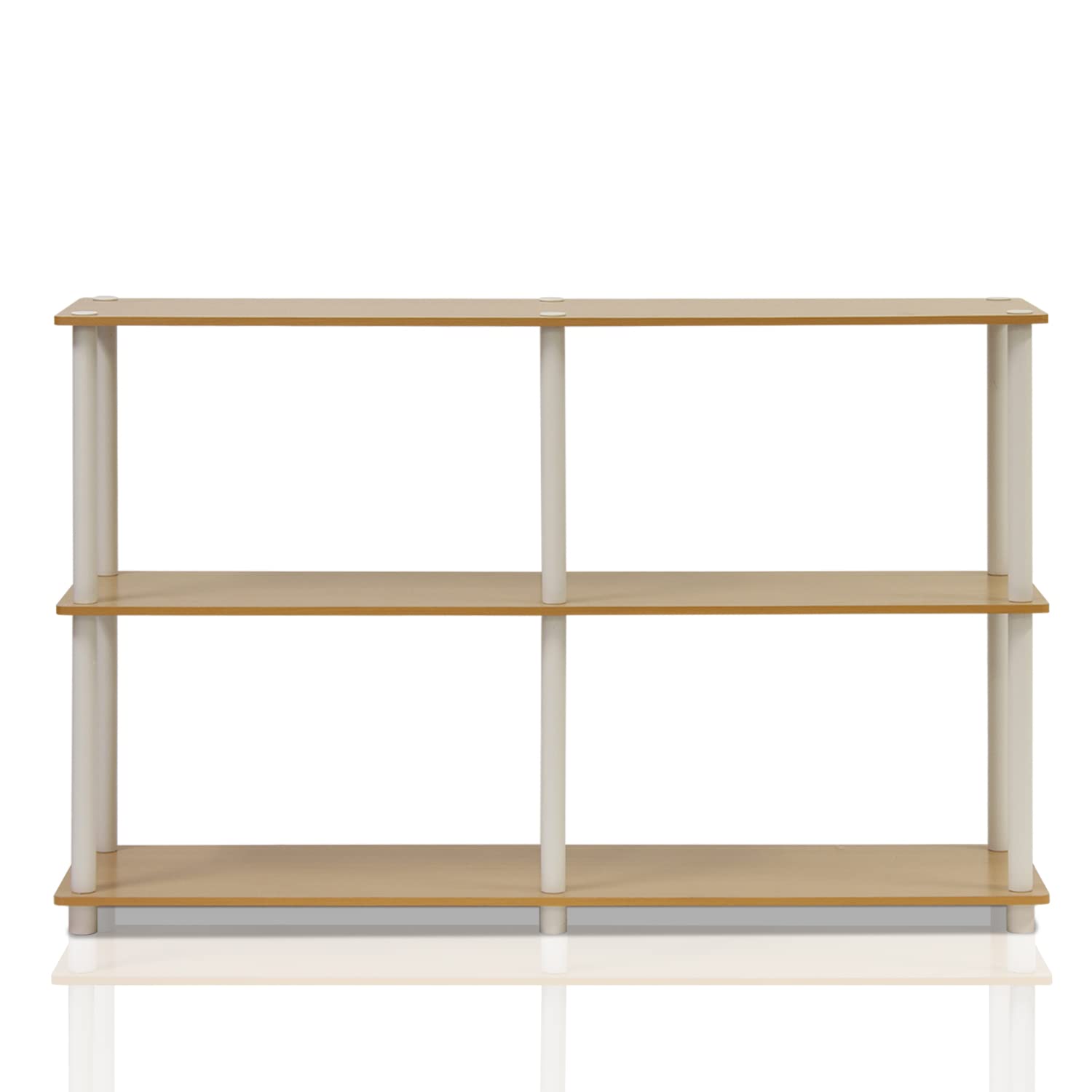 Furinno shelving with measurement overlay showing clear size guidance benefit