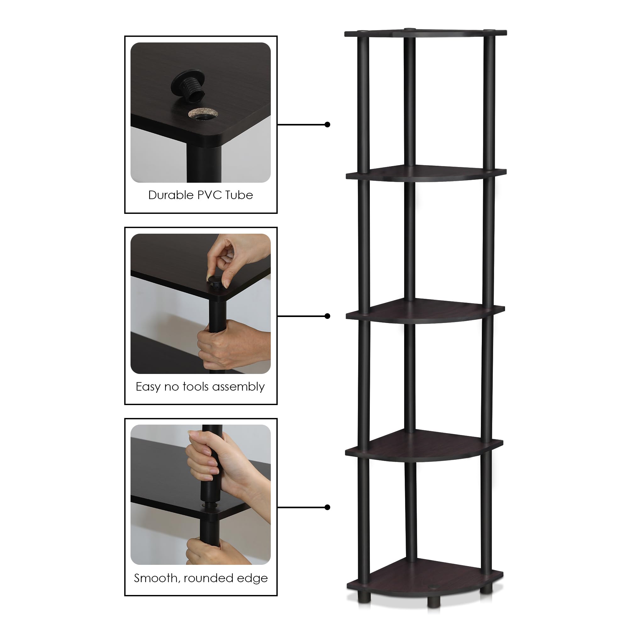 Furinno shelf holding books and plants showing multiuse organization benefit