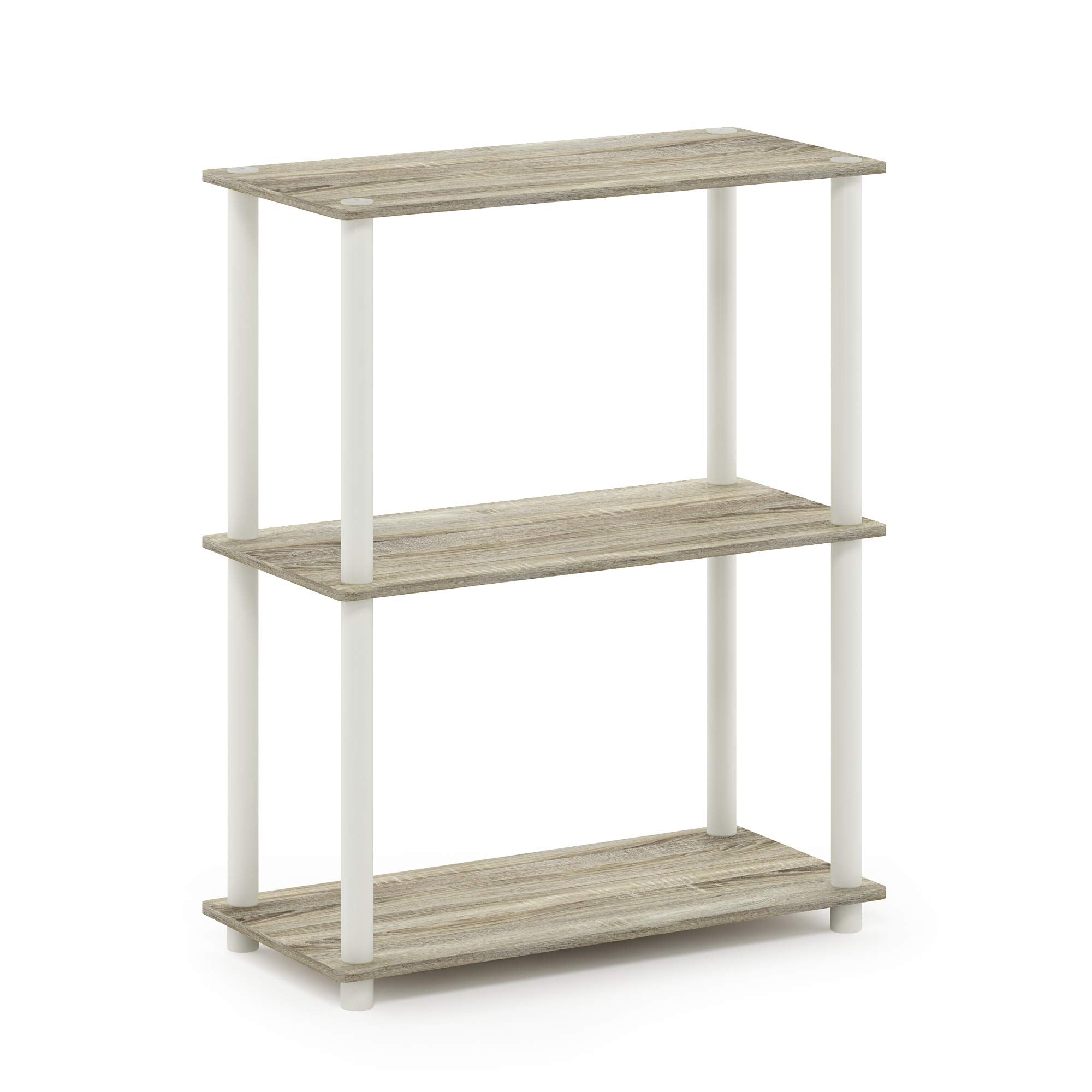 Furinno shelf in living room staged with decor highlighting space-saving advantage
