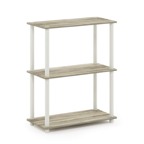 Furinno shelf in living room staged with decor highlighting space-saving advantage