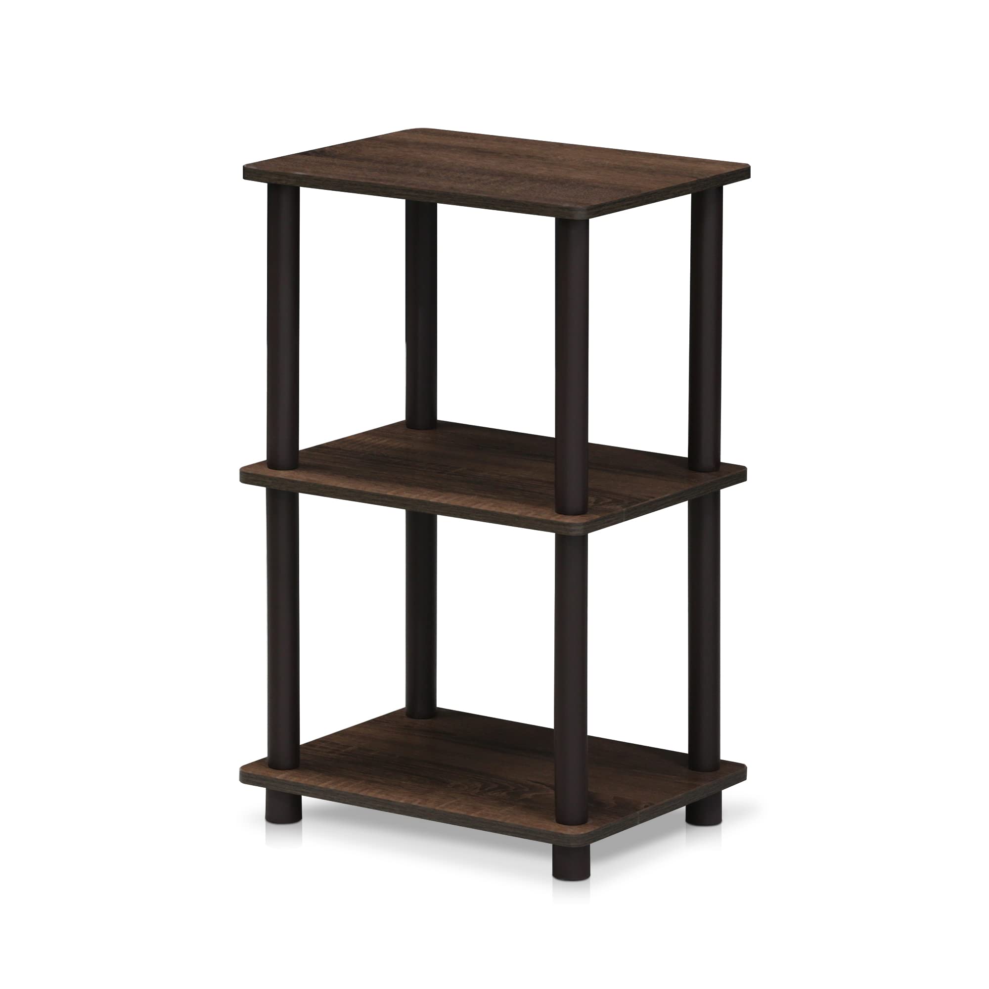 Furinno shelf in use in office holding books and printer for space-saving