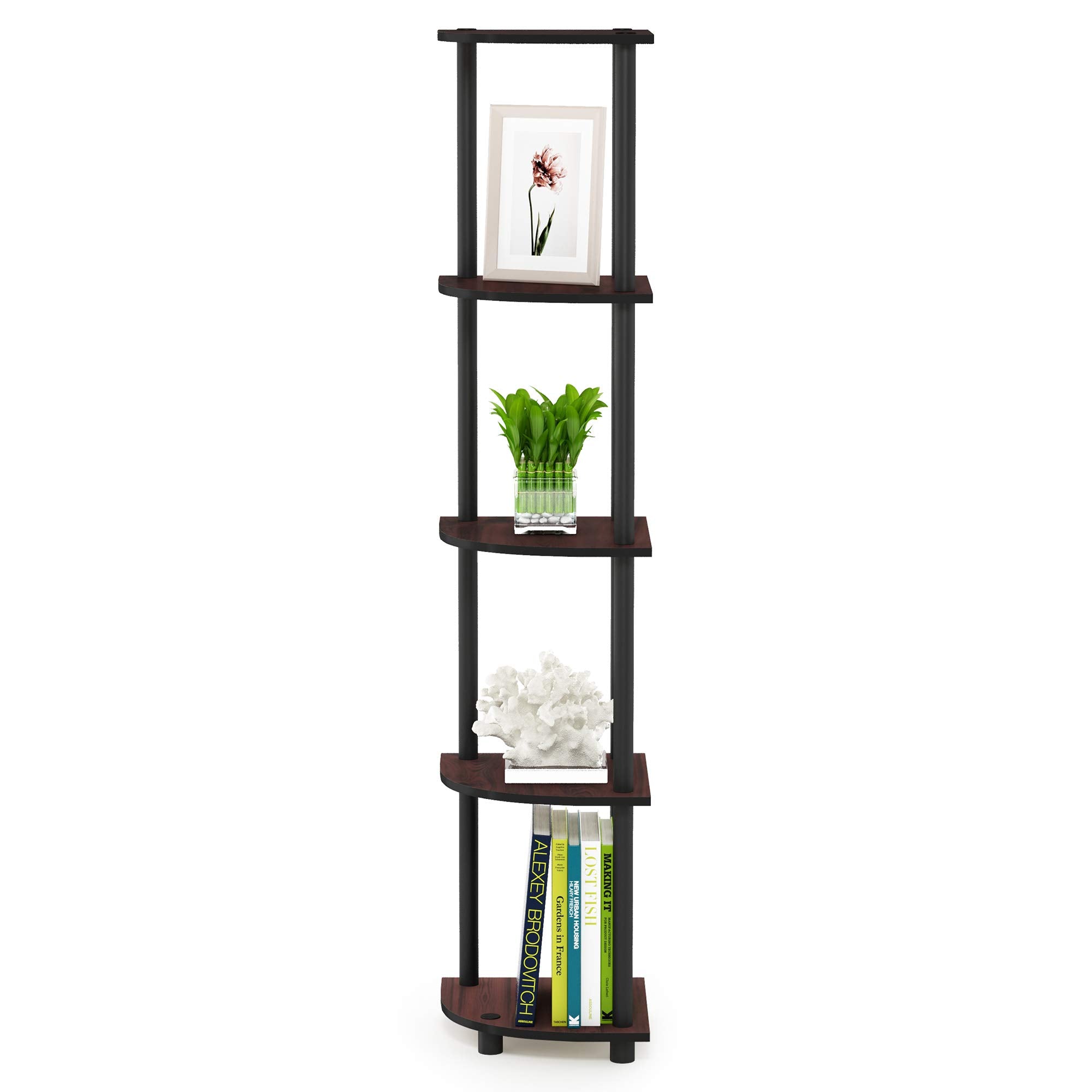 Furinno shelf next to armchair illustrating height and size for scale