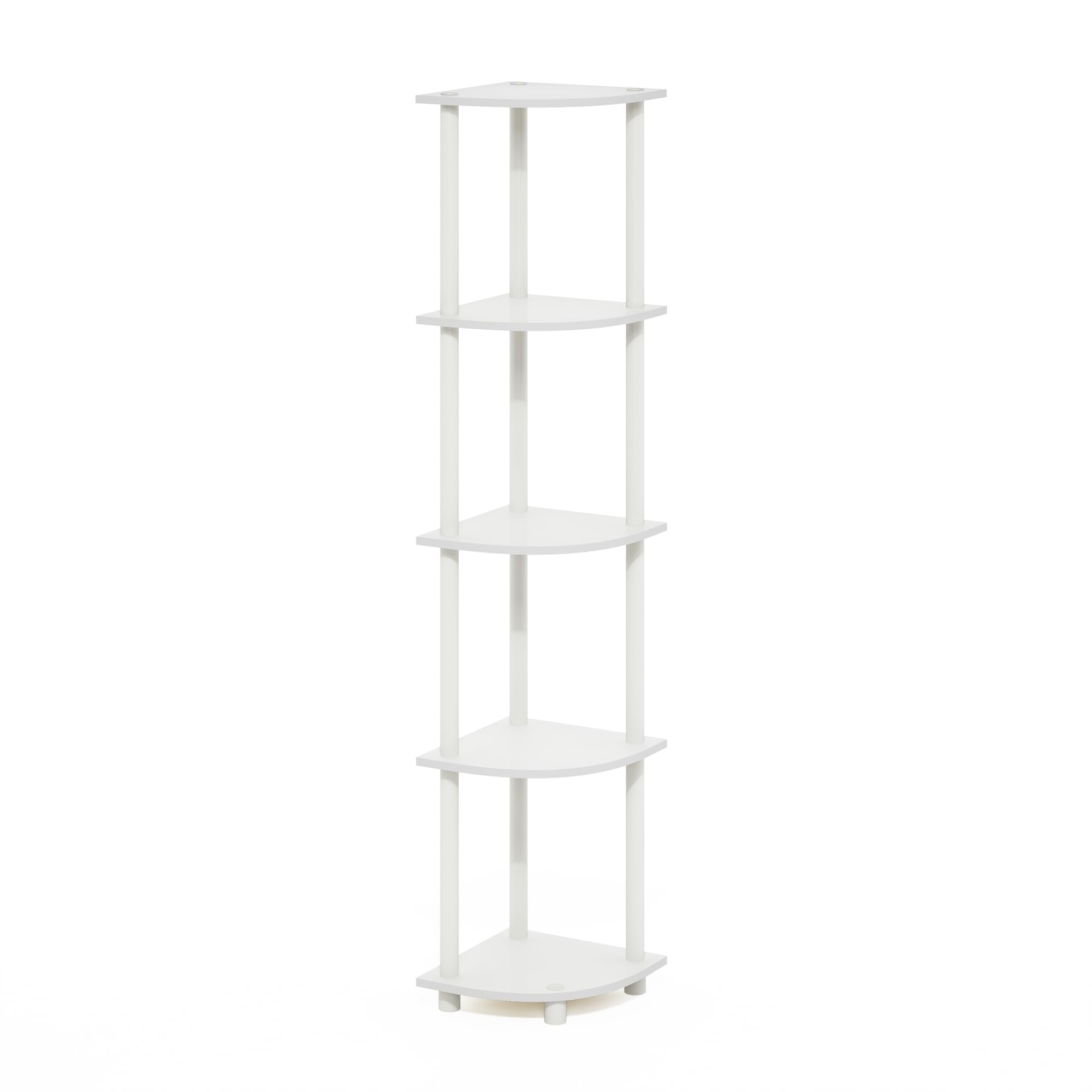 Furinno shelf styled with décor items demonstrating versatile room staging