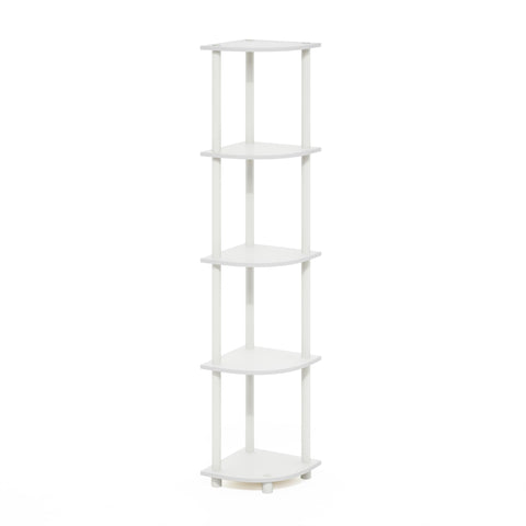 Furinno shelf styled with décor items demonstrating versatile room staging