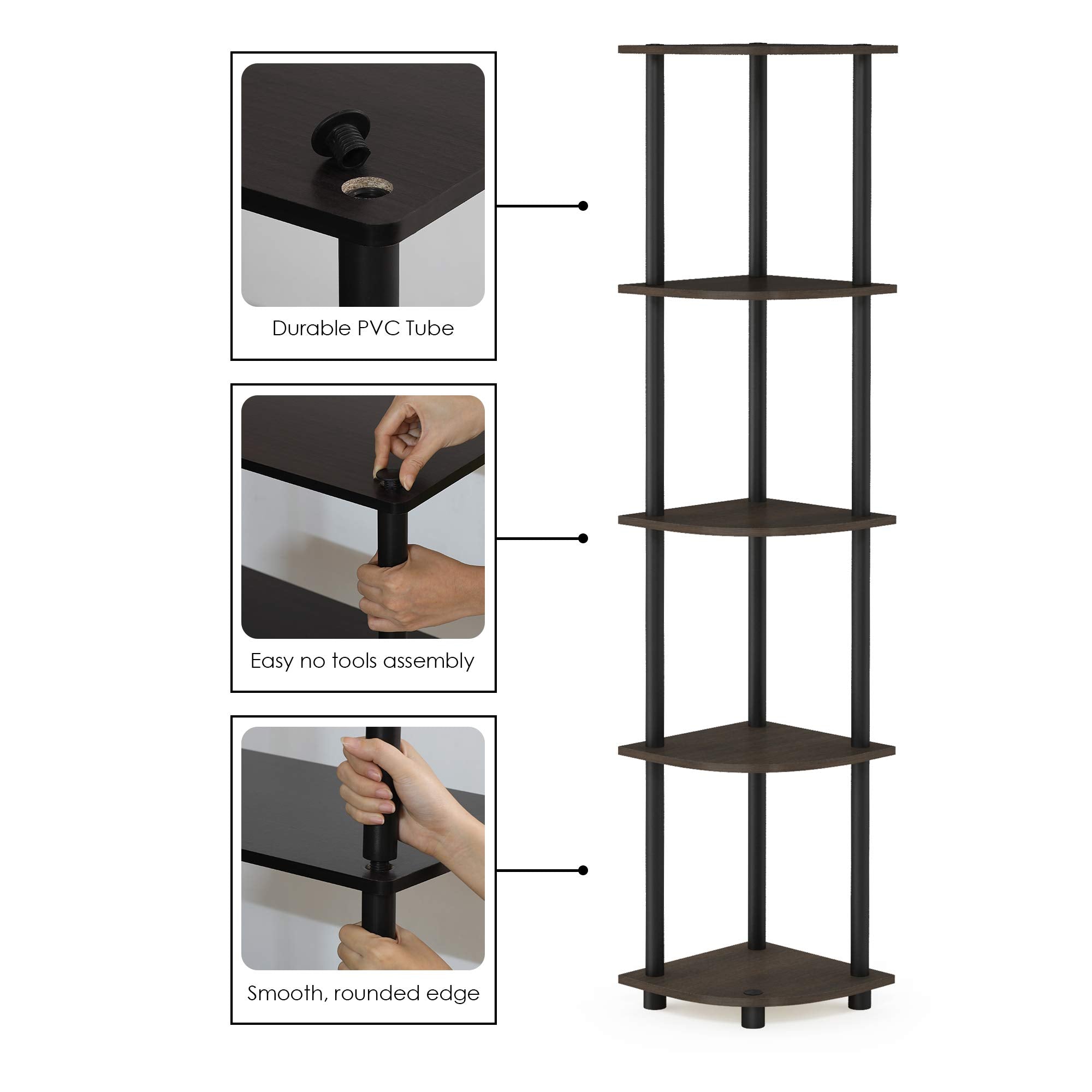 Furinno top shelf closeup with décor illustrating display capability and tidy organization