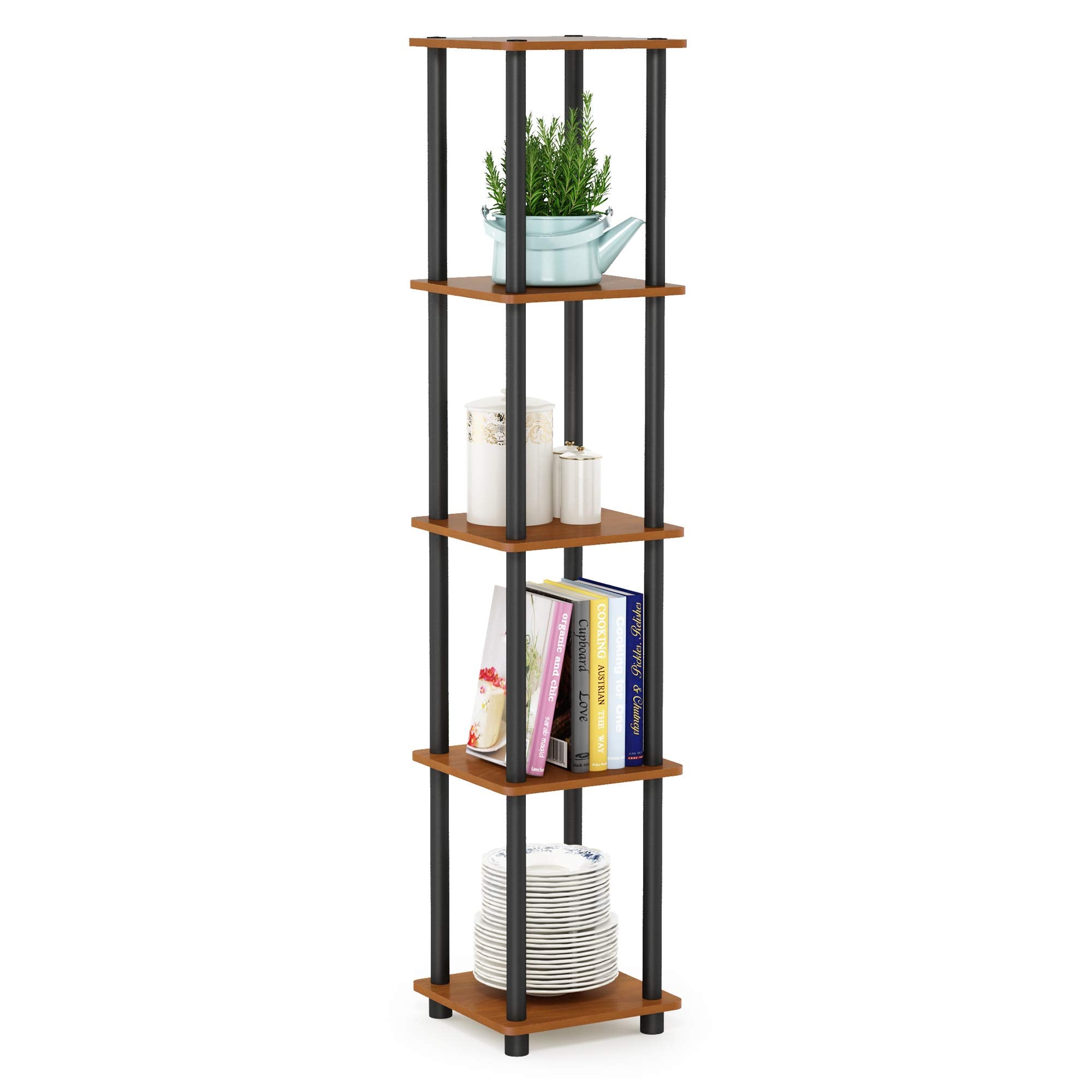 Furinno top tier with plant showing decorative display and stability