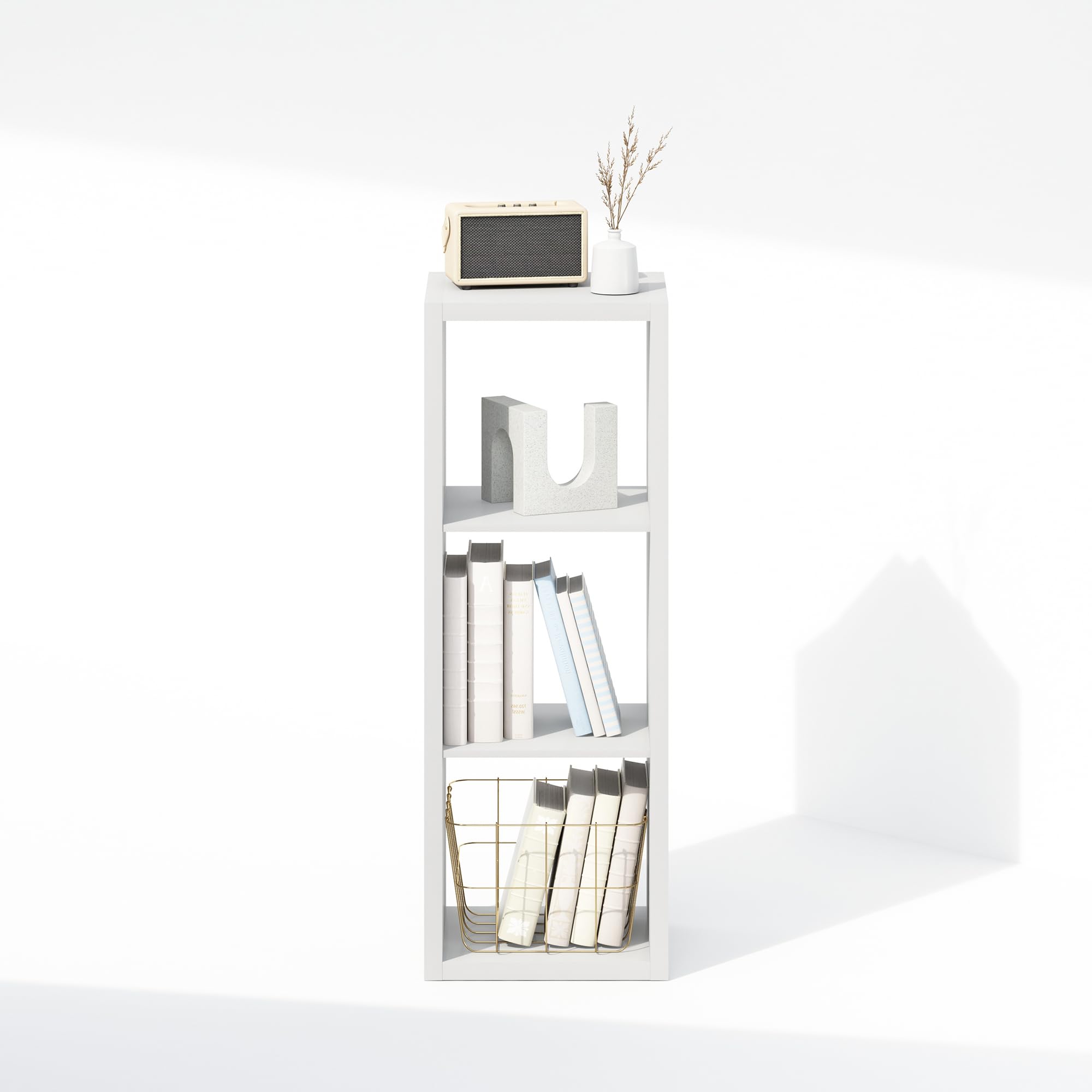 Furinno next to shoes highlighting scale and shoe storage benefit