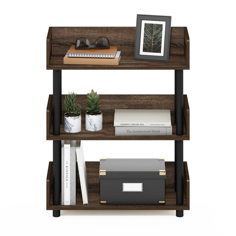 Furinno shelf with books and plant showing space-saving scale