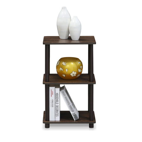 Furinno top shelf closeup wood grain highlighting walnut finish and durable look