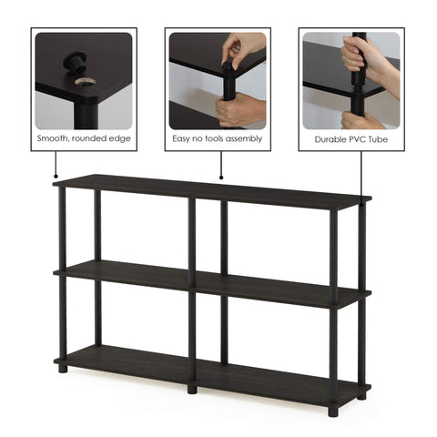 Furinno shelf loaded with books and decor illustrating organized display and everyday access