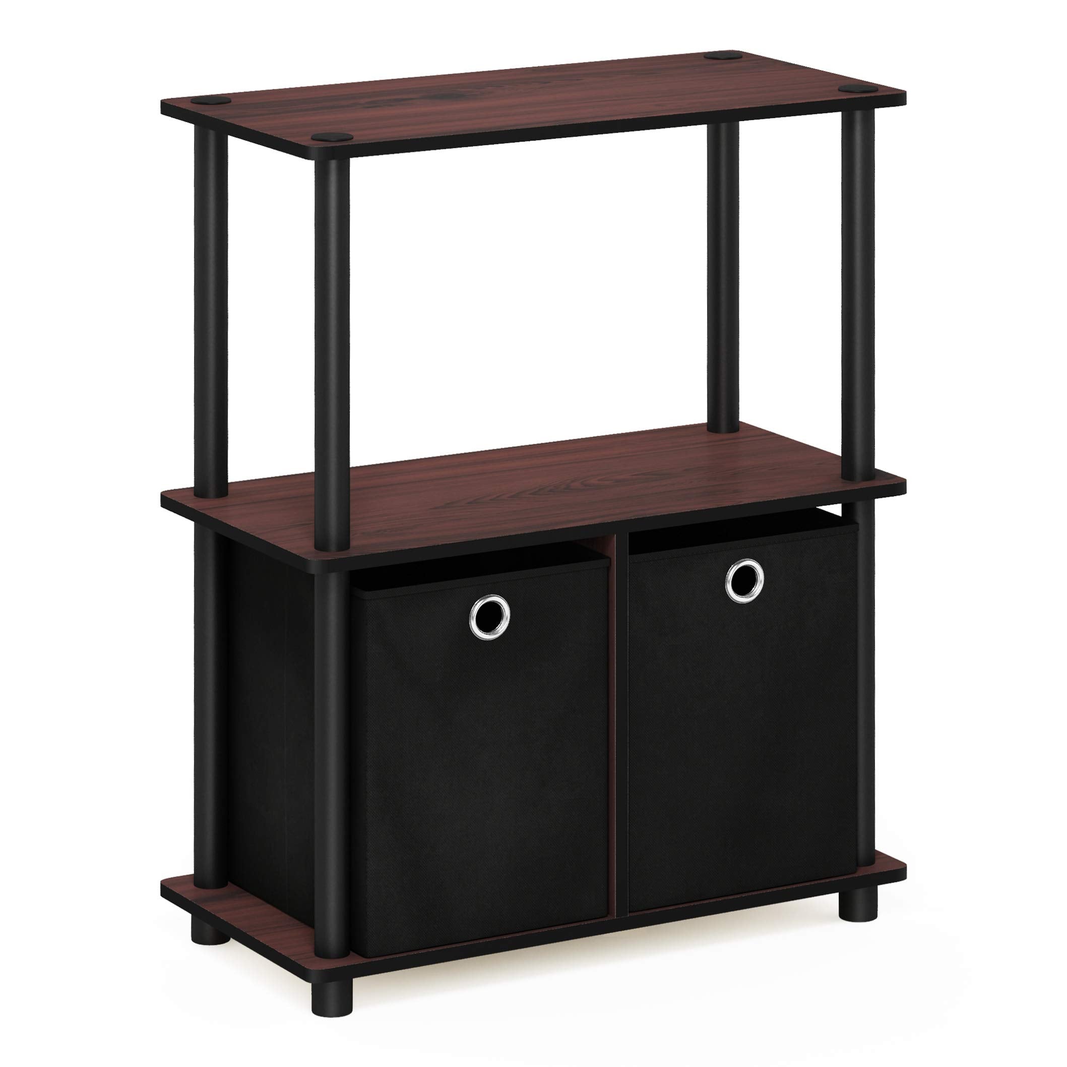 Furinno shelf next to chair showing scale and space-saving benefit