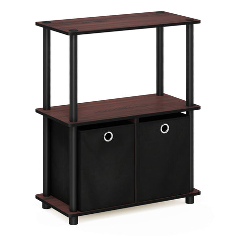 Furinno shelf next to chair showing scale and space-saving benefit