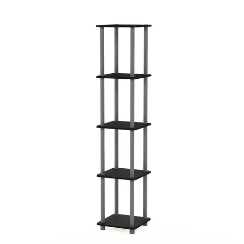 Furinno front view of corner shelf showing compact footprint and modern look
