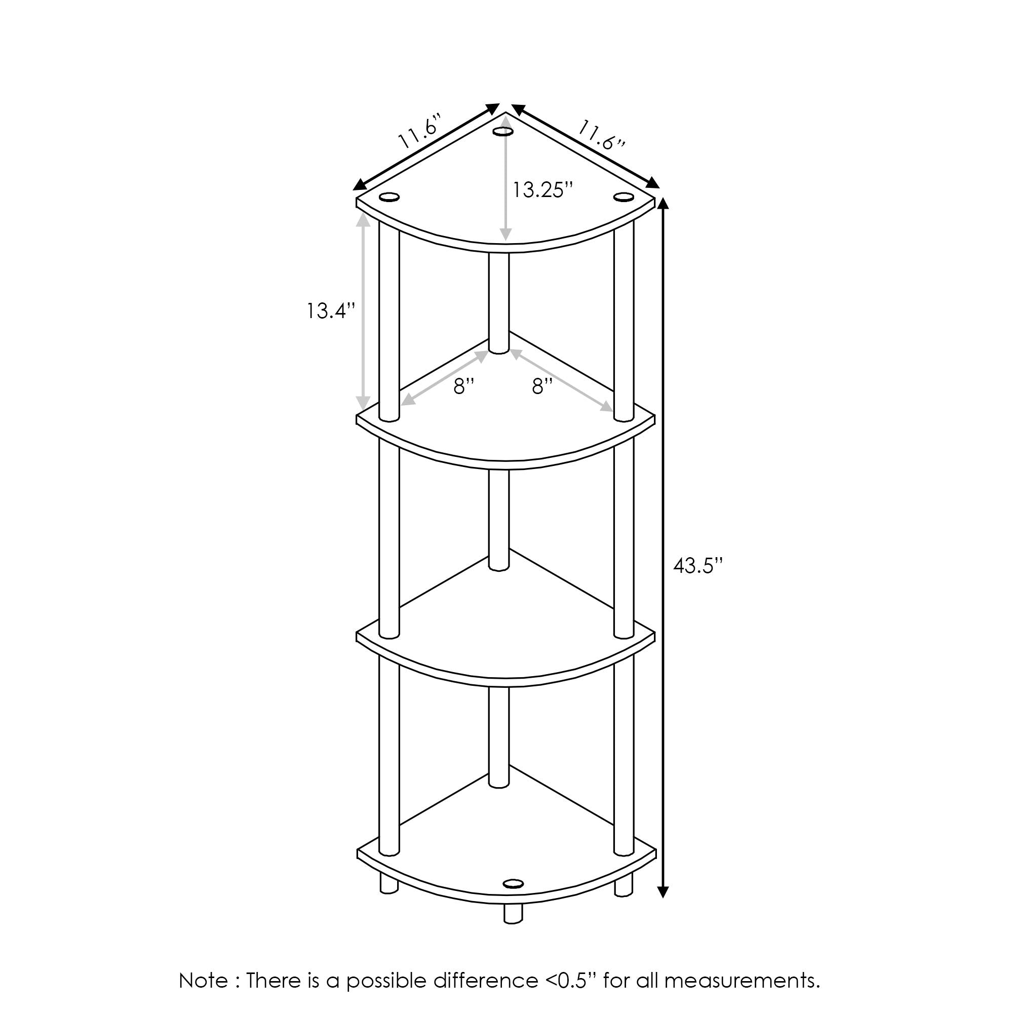Furinno placed in a corner to show space-saving benefit and vertical storage