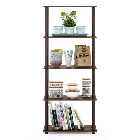 Furinno styled living room shelf displaying plants and books for decor impact