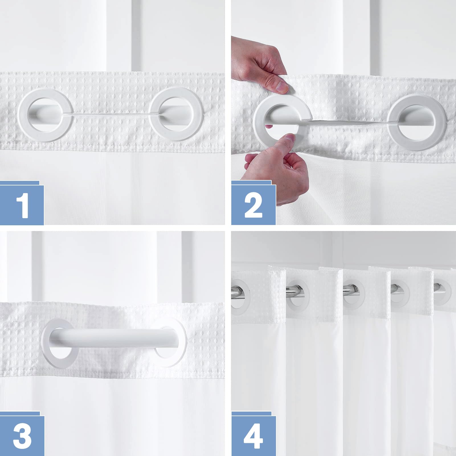 Furlinic removable snap-in liner attached to curtain showing secure fit and water protection