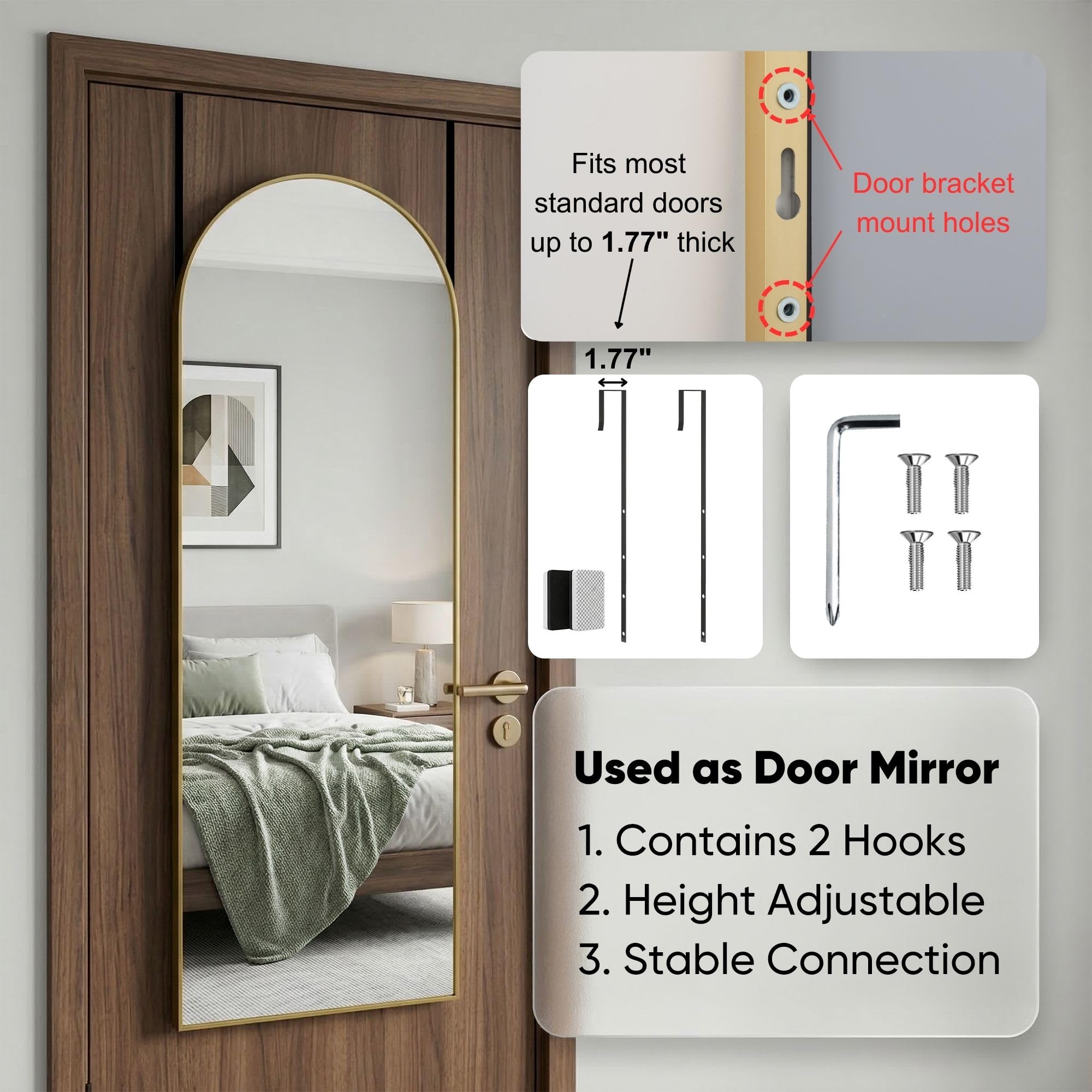 Furnbar mirror in a bedroom lifestyle scene showing elegant decor and room-brightening benefit