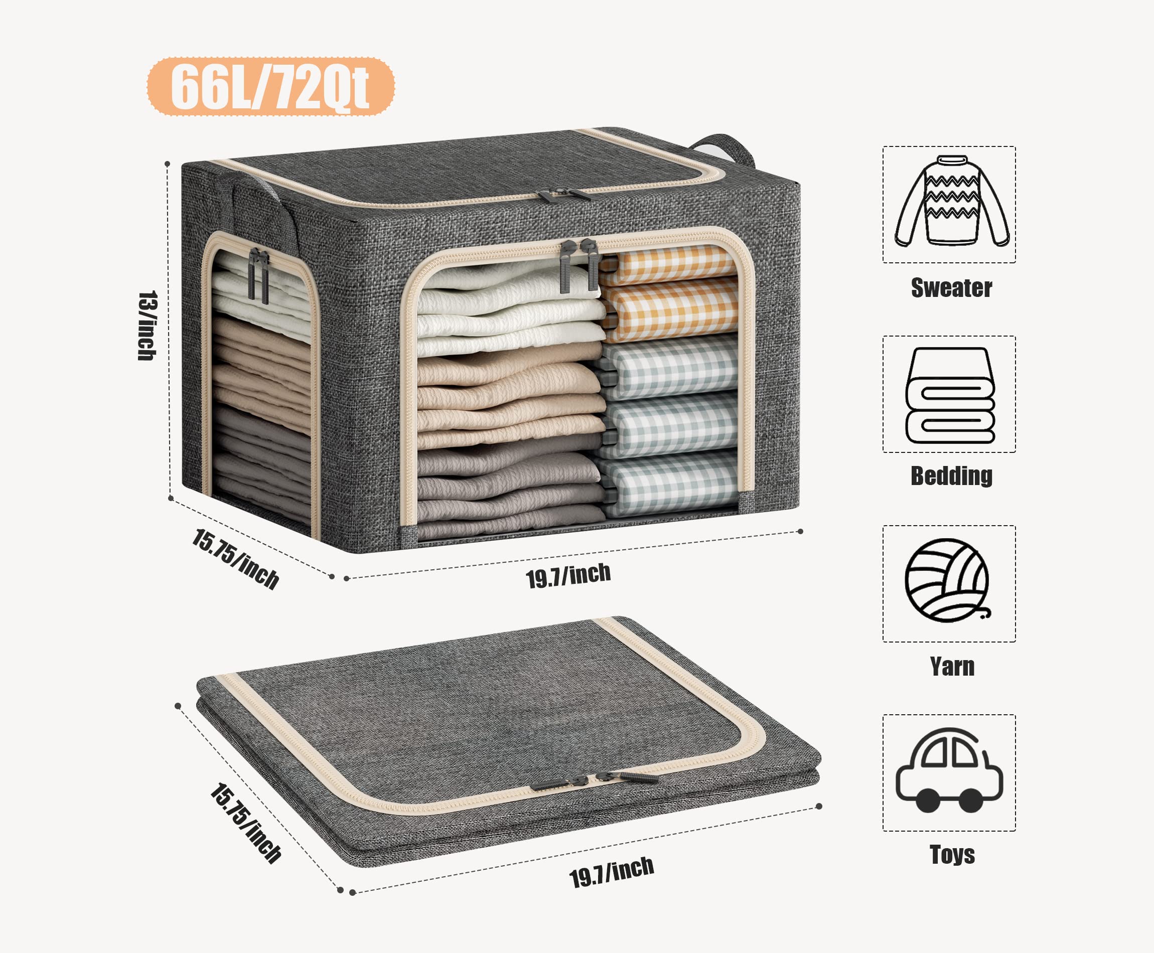 Furnhome folded flat bin illustrating compact storage to save space