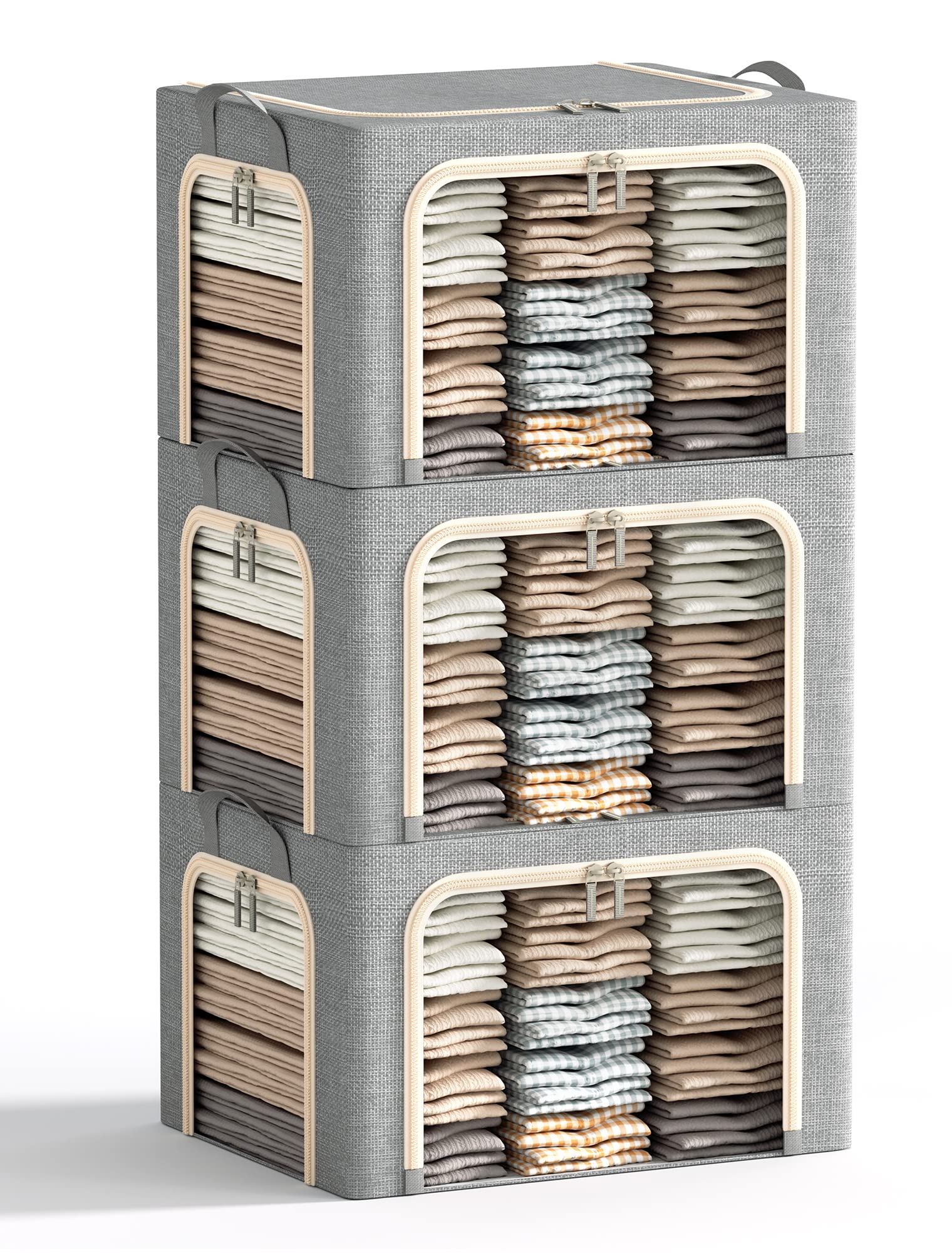 Furnhome three-pack front view showing neat stacked storage and clear identification