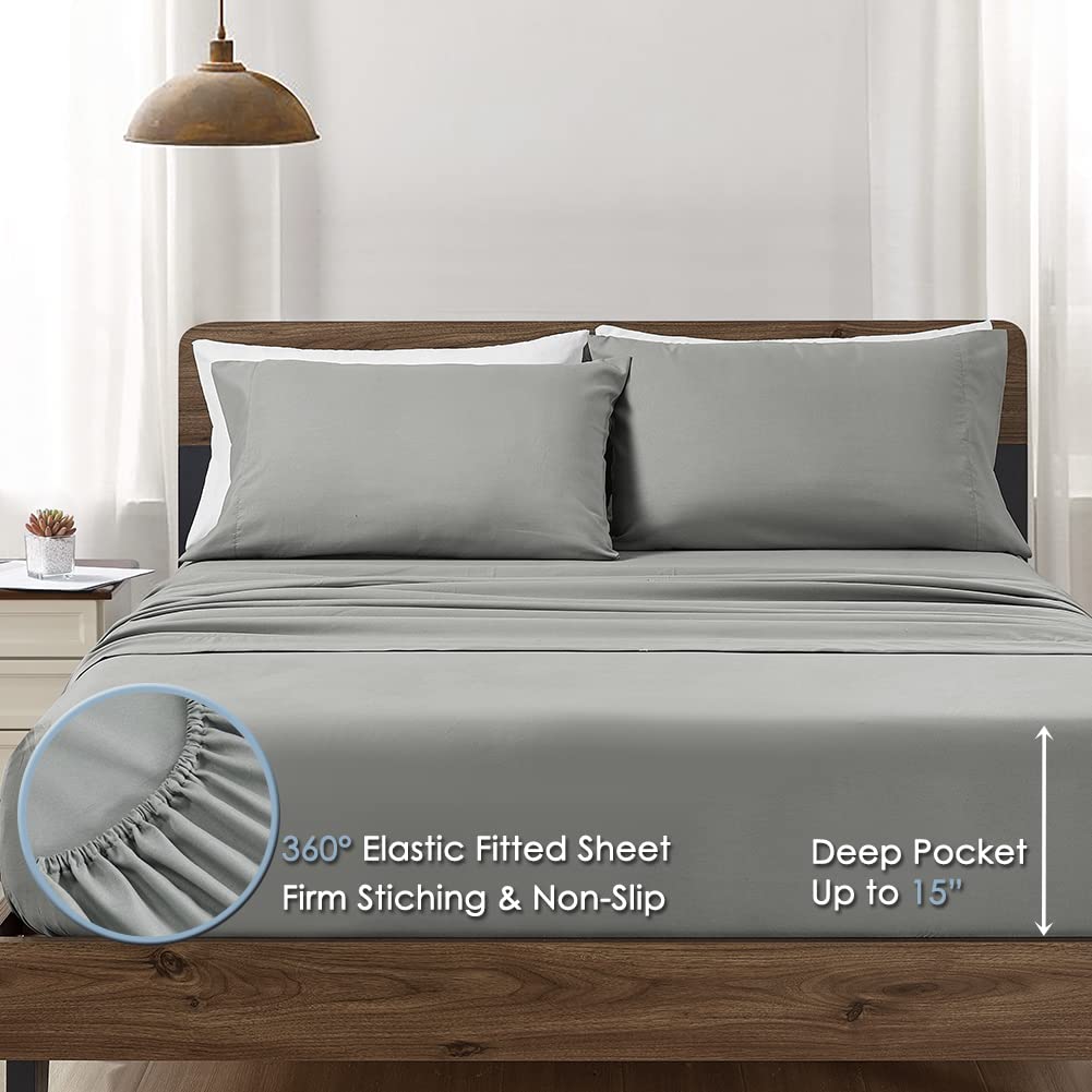 Furnishh fitted and flat sheet detail showing elastic pocket fit and smooth fabric