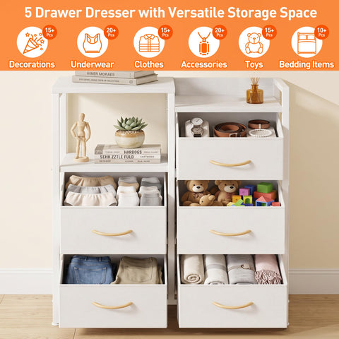 Furnulem dresser in bedroom lifestyle scene demonstrating space-saving storage next to bed