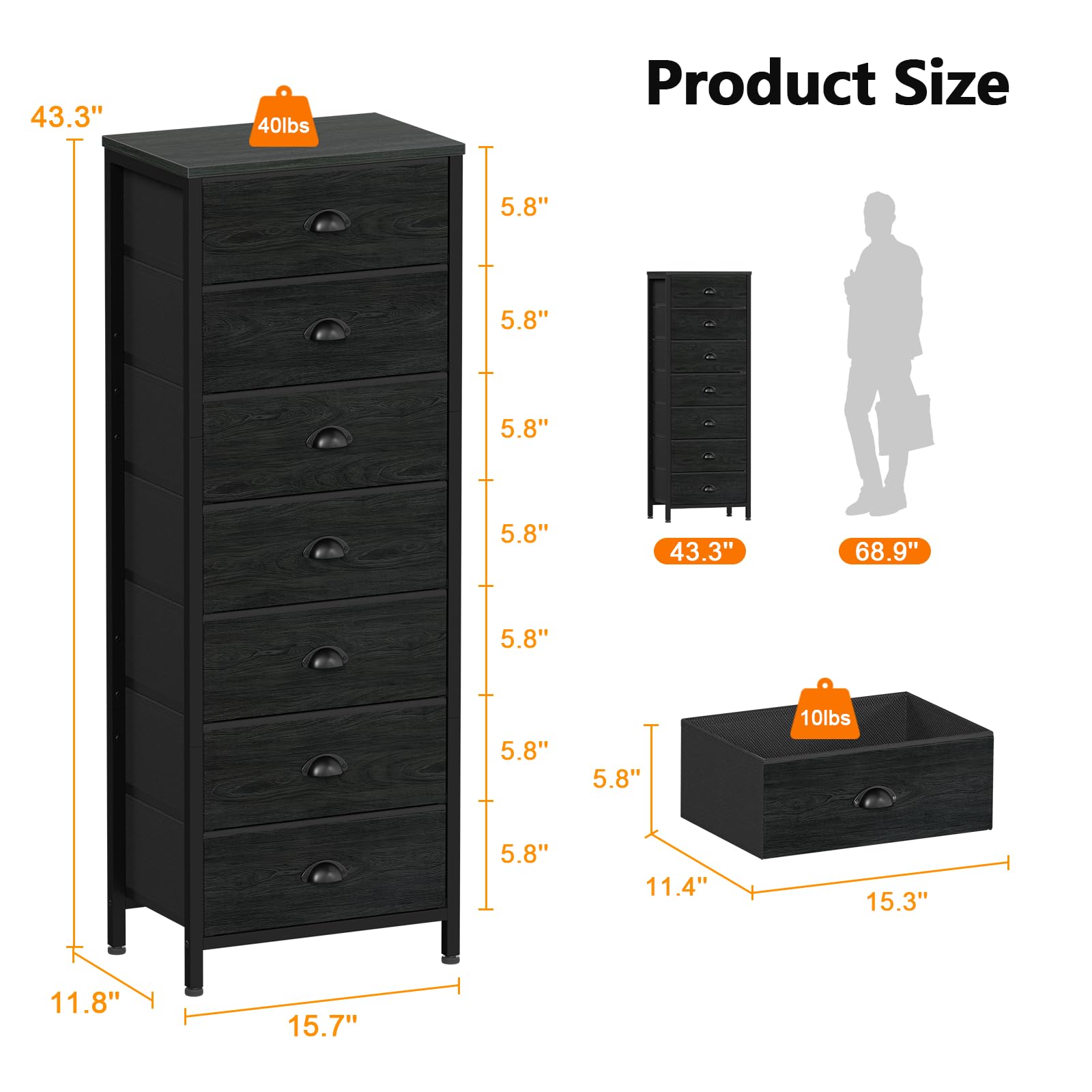 Furnulem fabric bin detail with folded clothes for easy organization