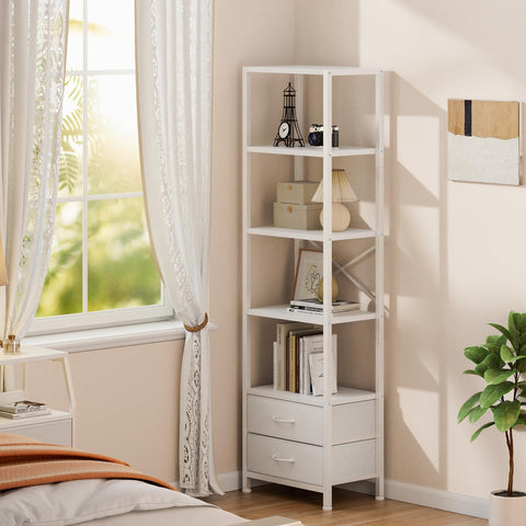 Furnulem narrow shelf in kitchen showing efficient vertical storage