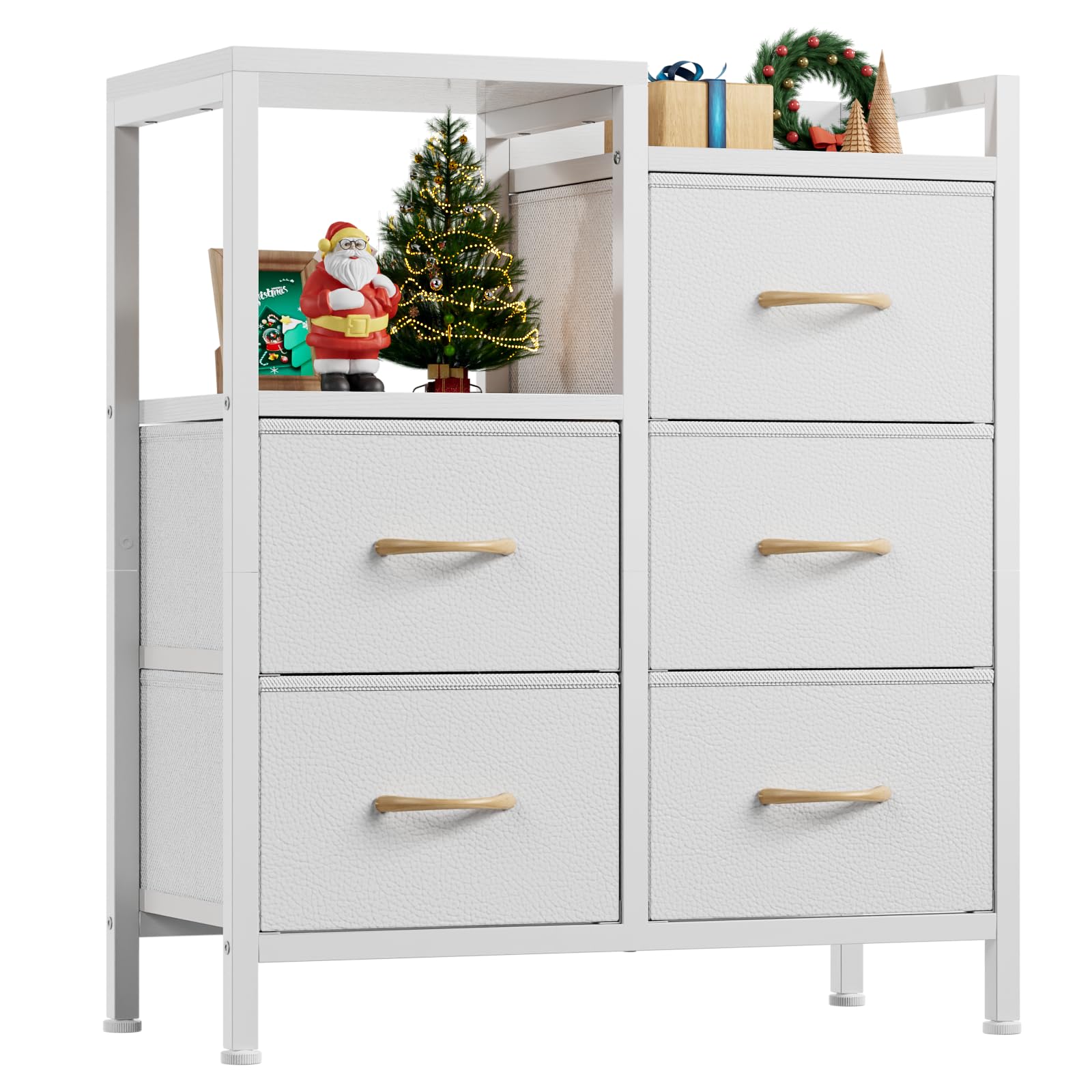 Furnulem white dresser front view showing five drawers and clean silhouette for organized rooms
