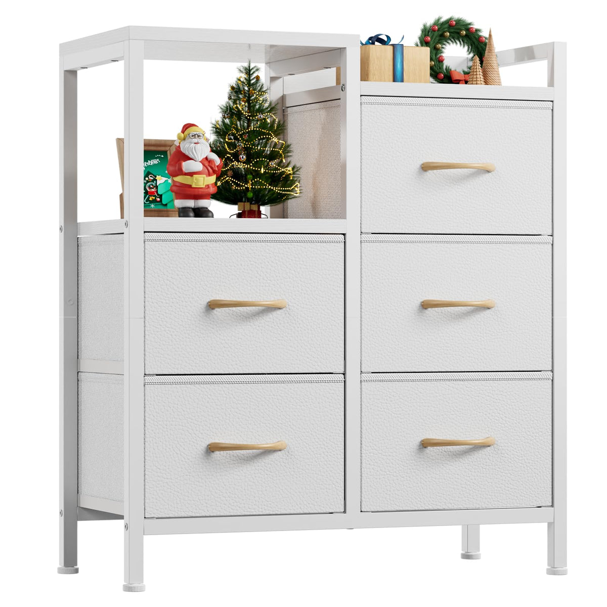 Furnulem white dresser front view showing five drawers and clean silhouette for organized rooms