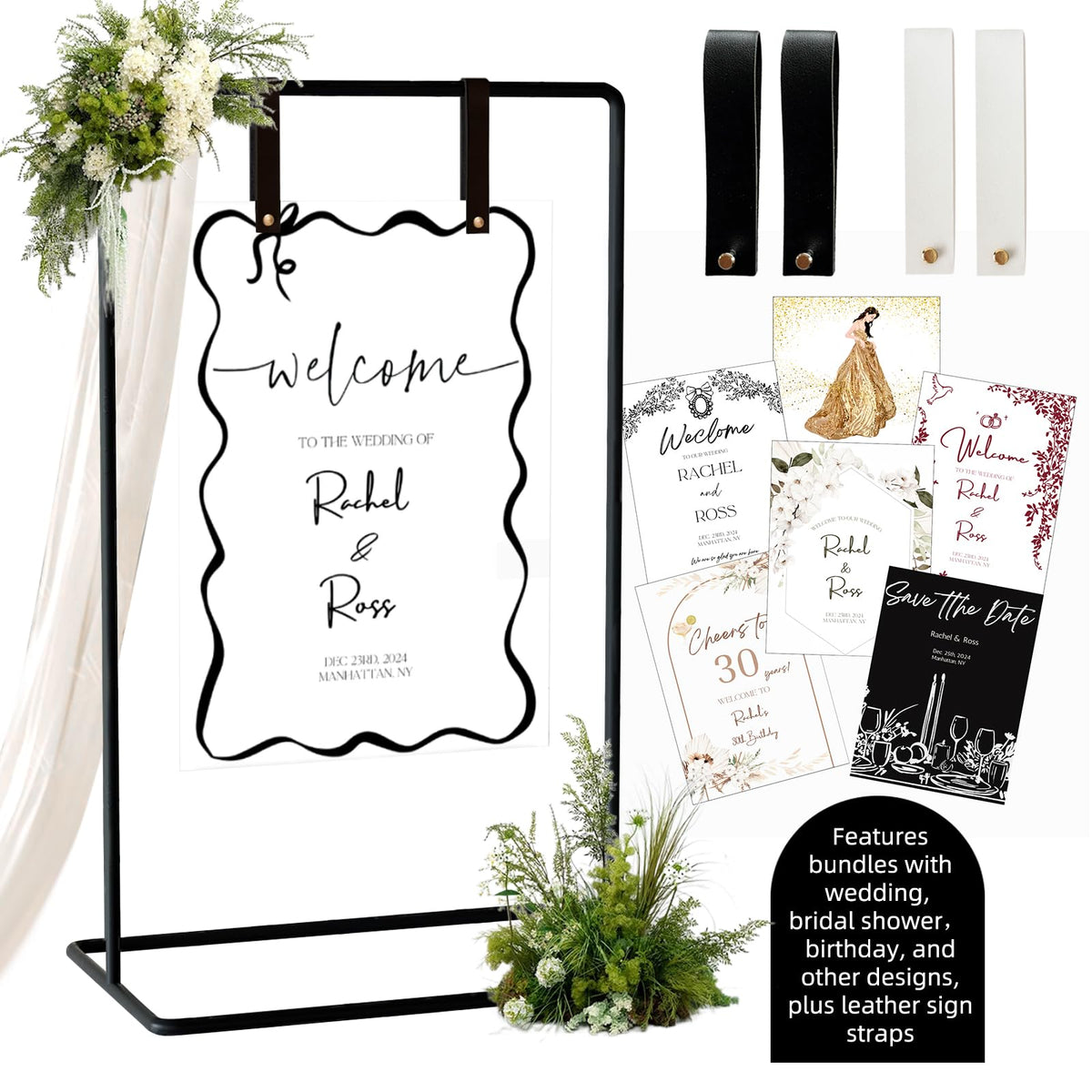 furosa easel front view showing sleek black finish and professional display benefit