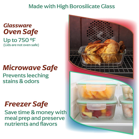Fusion Gourmet glass container in oven illustrating oven-safe convenience