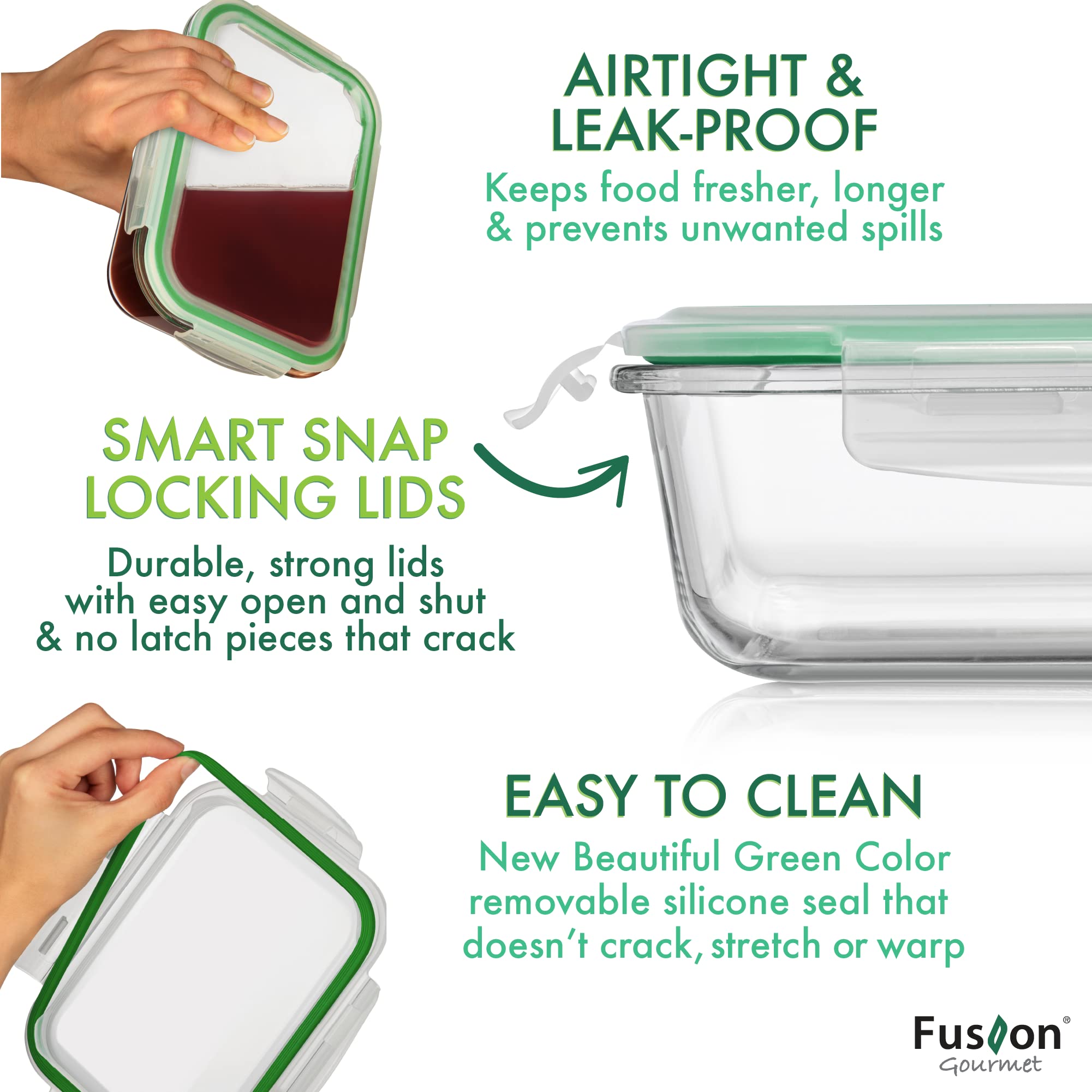 Fusion Gourmet container held in hand showing true-to-size portioning benefit