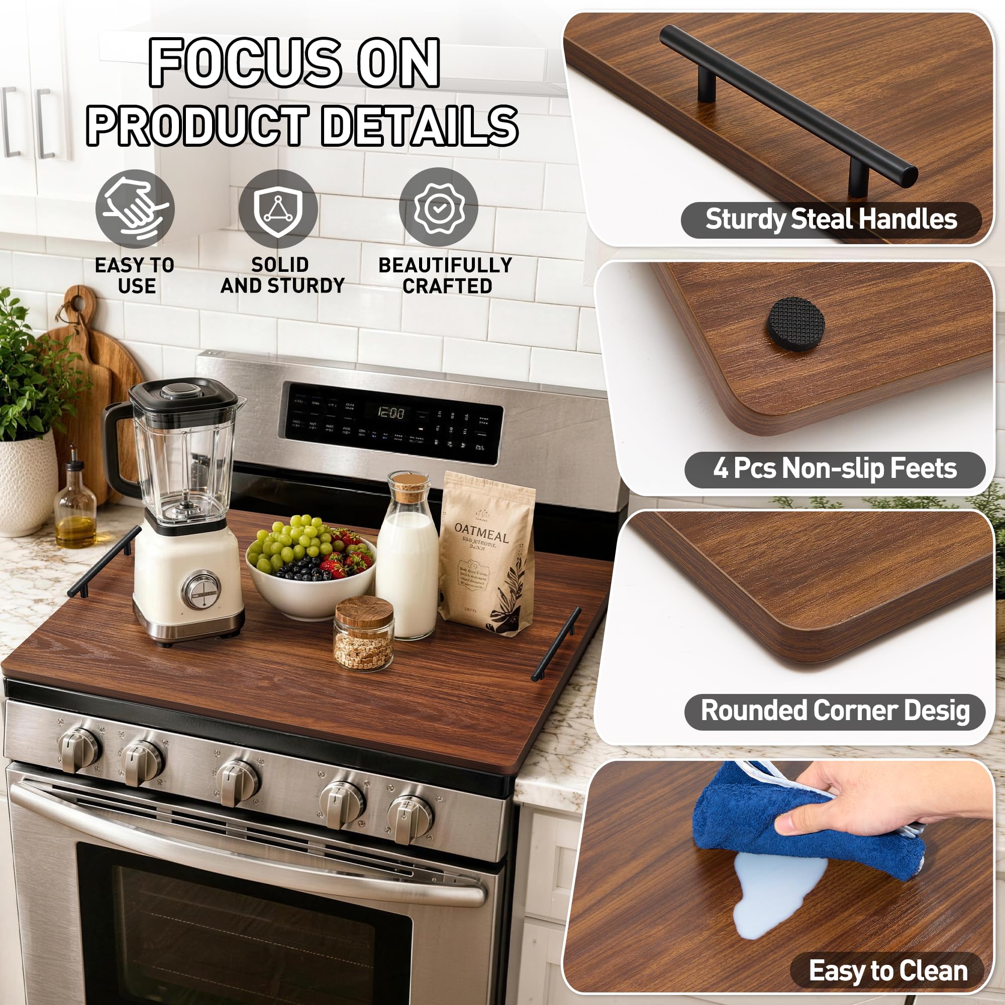 FUSOUBOTY wood grain texture close-up highlighting durable attractive finish