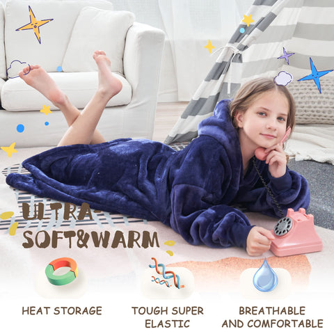 FUSSEDA wearable blanket in use on sofa demonstrating mobility and coverage