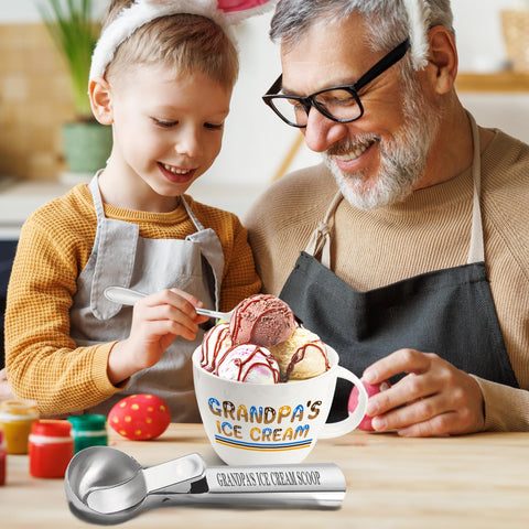 FUTBU close-up of reinforced handle and 'Grandpa's Ice Cream' print for grip benefit