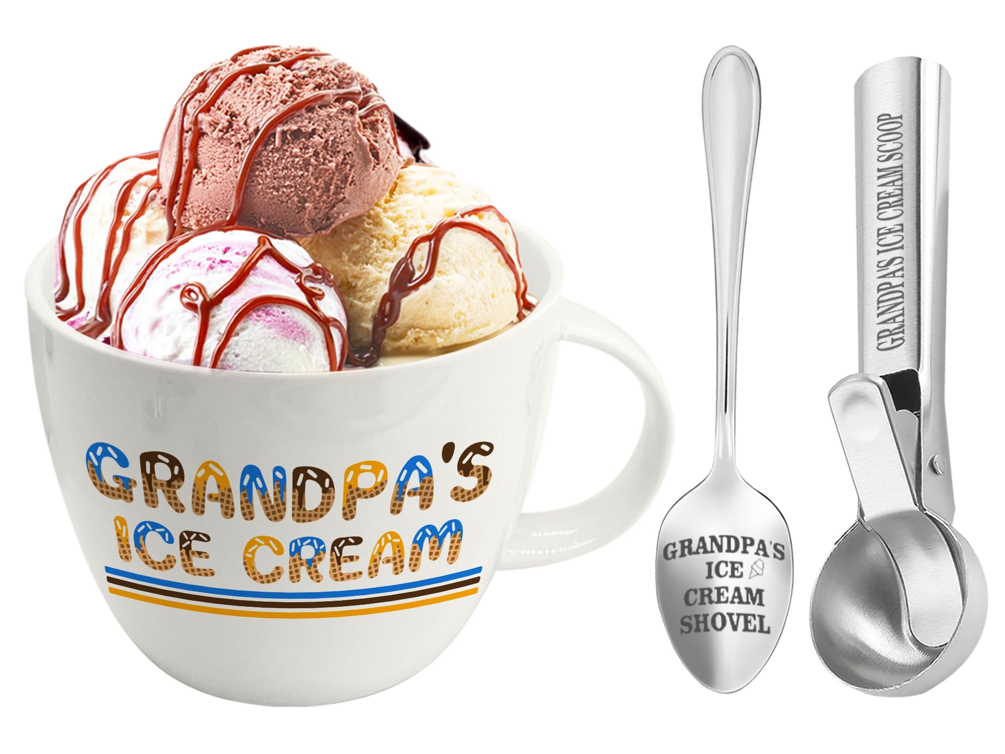 FUTBU front view of Grandpa's Ice Cream bowl showing cheerful print and capacity