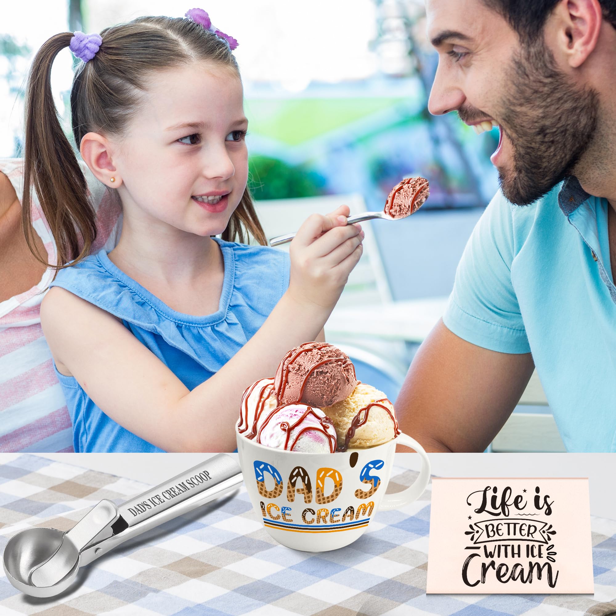 FUTBU scoop and large spoon in use with ice cream demonstrating effortless serving