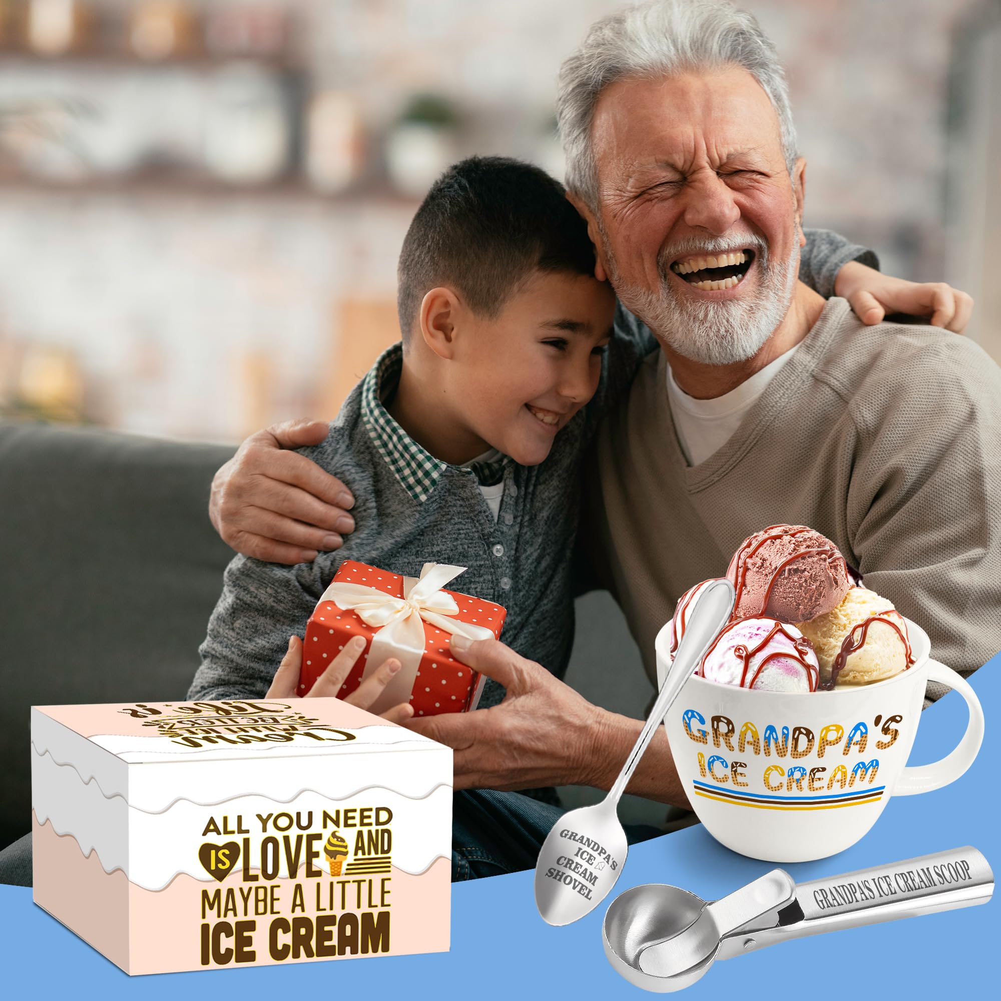 FUTBU stainless-steel ice cream scoop close-up showing sturdy build for easy scooping