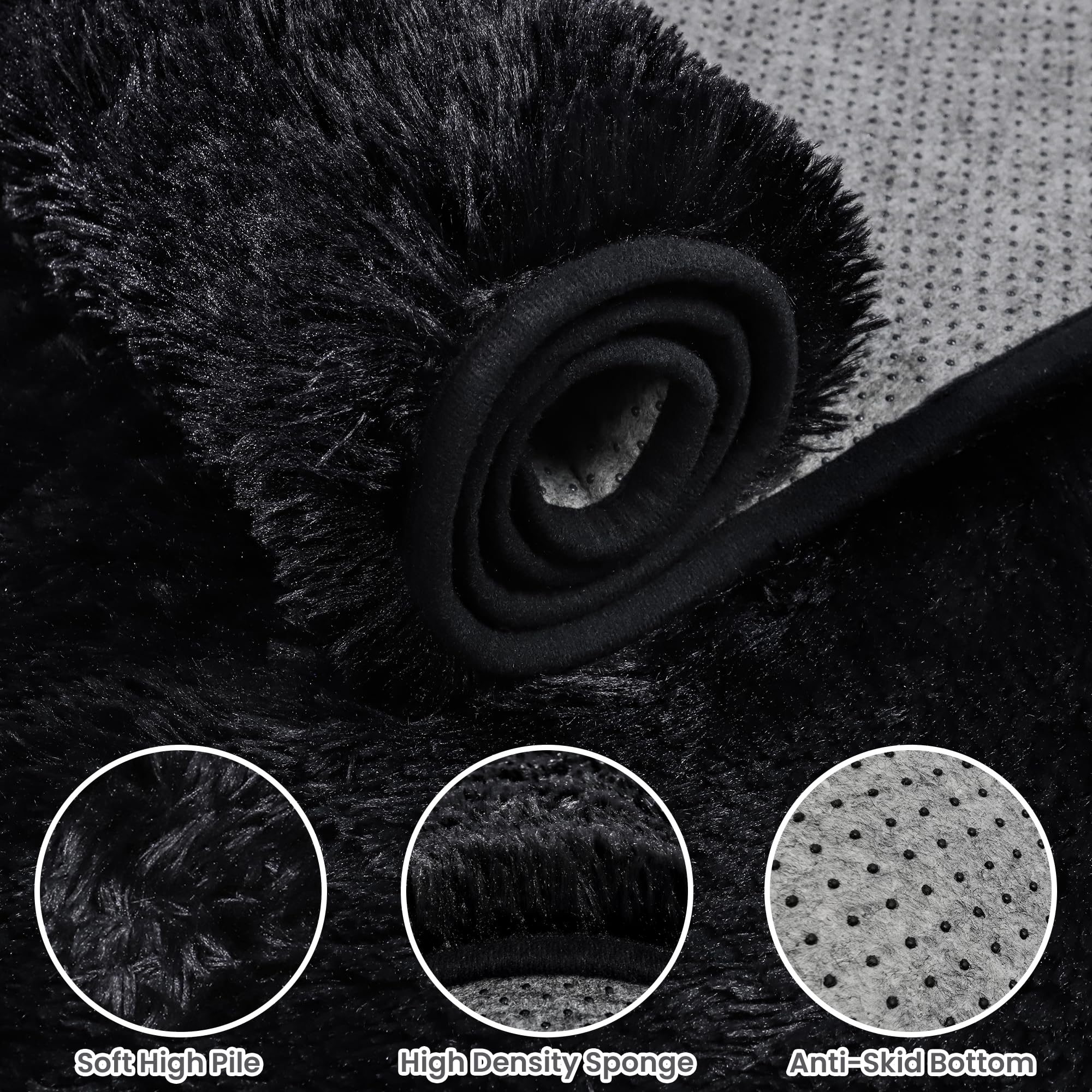 Fuzziness rug beside bed providing cozy step-out comfort each morning