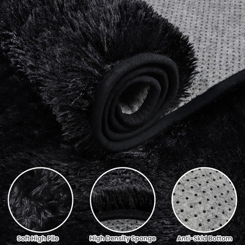 Fuzziness rug beside bed providing cozy step-out comfort each morning