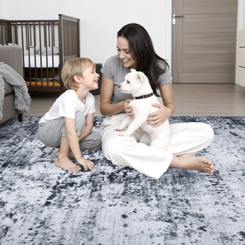 FXRHLP folded rug with visible crease and tip for flattening and storage