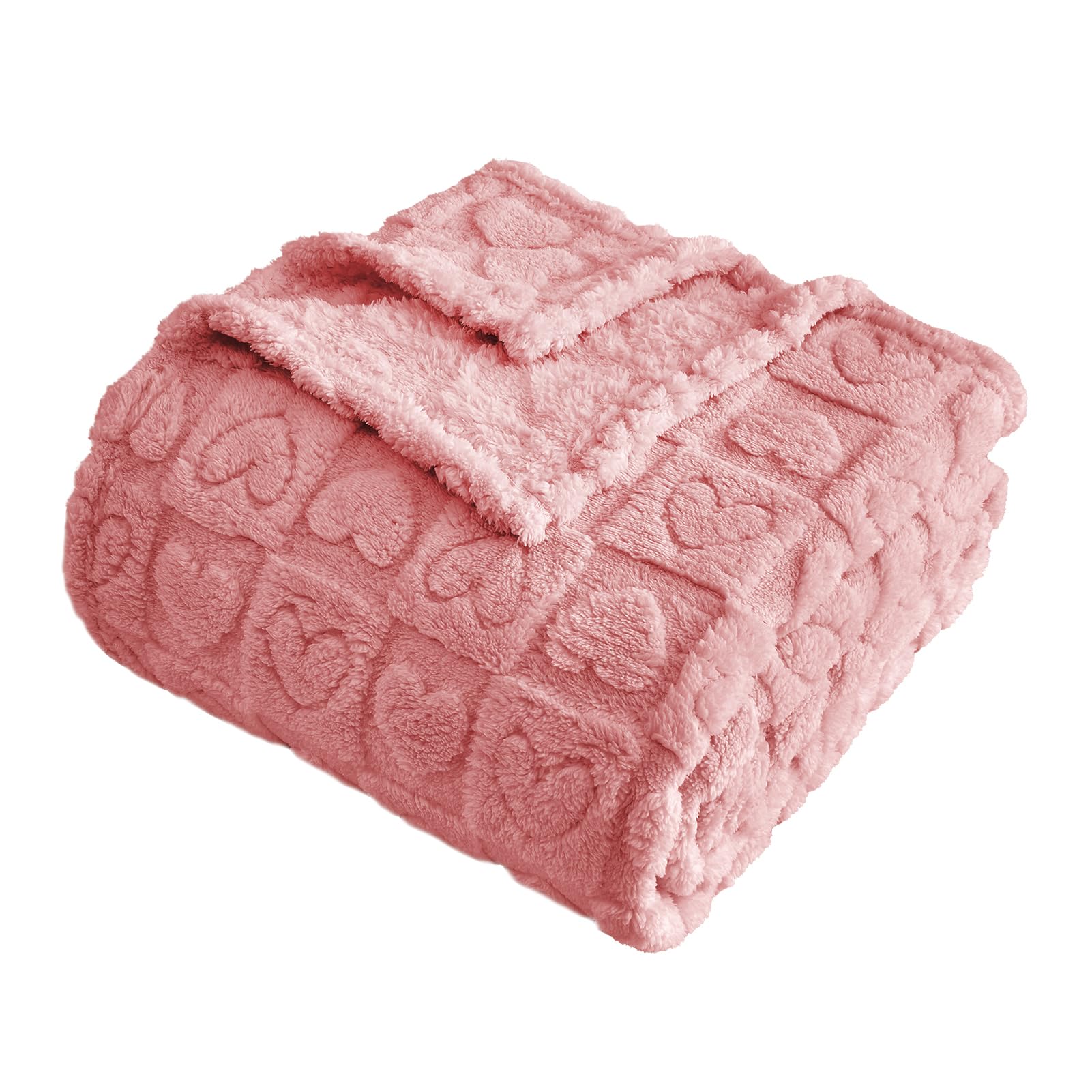 FY FIBER HOUSE front view of pink heart checkered blanket showing pattern and color for cozy decor