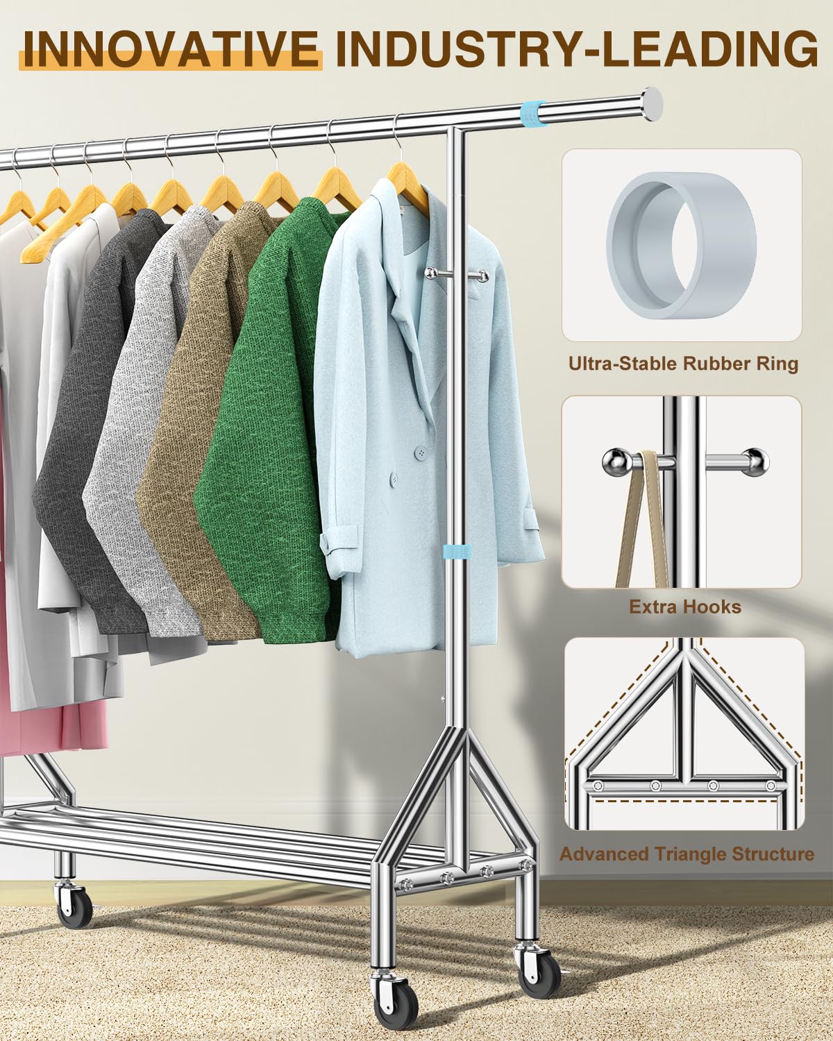 FYBEE shelf storage and side hooks holding shoes and bags for compact organization