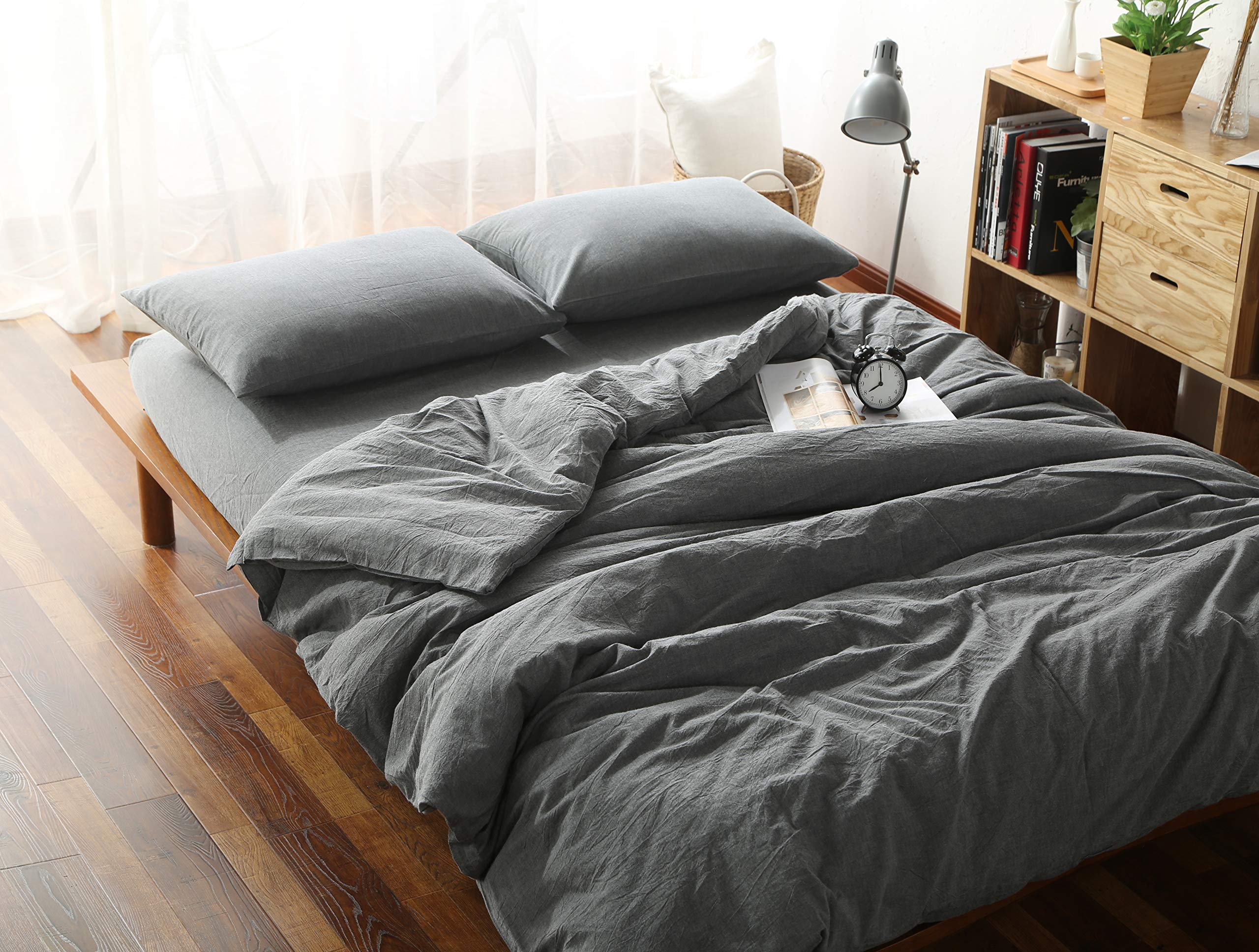 F.Y.Dreams front view grey duvet cover showcasing clean modern look and easy styling